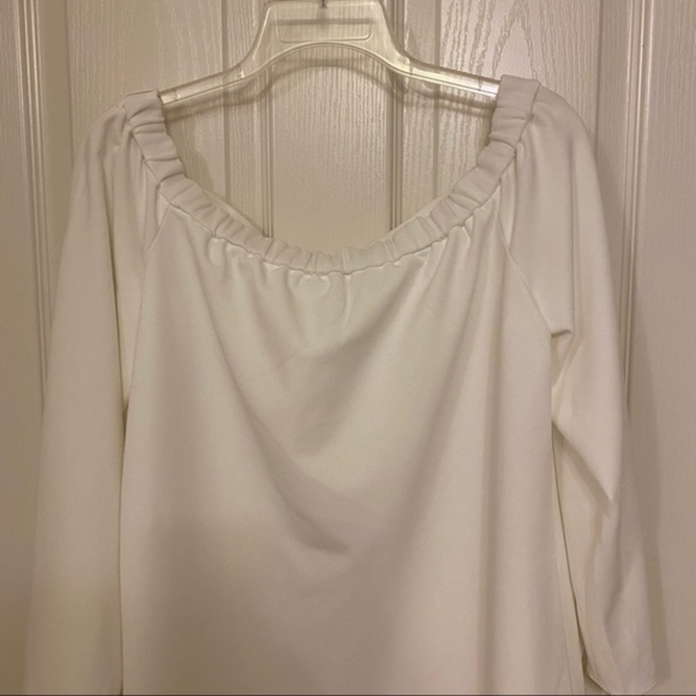 Tibi Structured Crepe Off-the-Shoulder Dress Ivory - Picture 7 of 12
